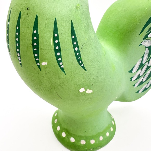 MCM Dala Rooster Swedish Pottery Green Chalkware Ceramic c60s Nils Olsson Inspo - Picture 8 of 13